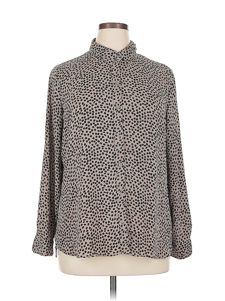 Pre-owned Apt. 9 Long Sleeve Blouse In Brown