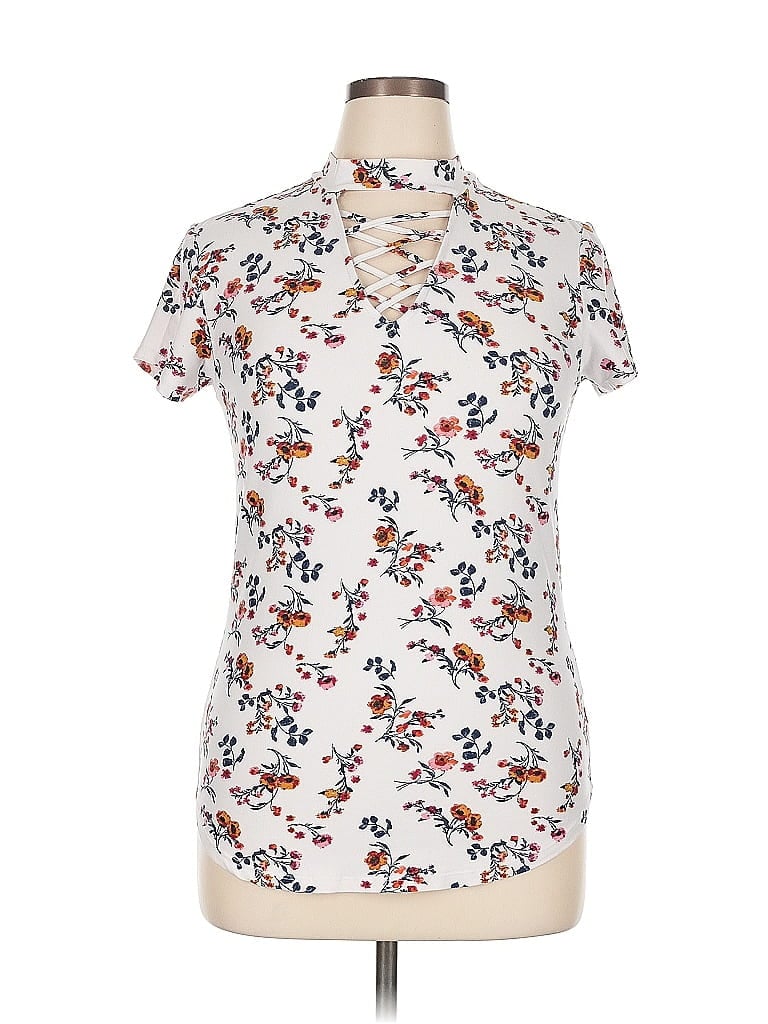 Pre-owned No Boundaries Short Sleeve Blouse In White