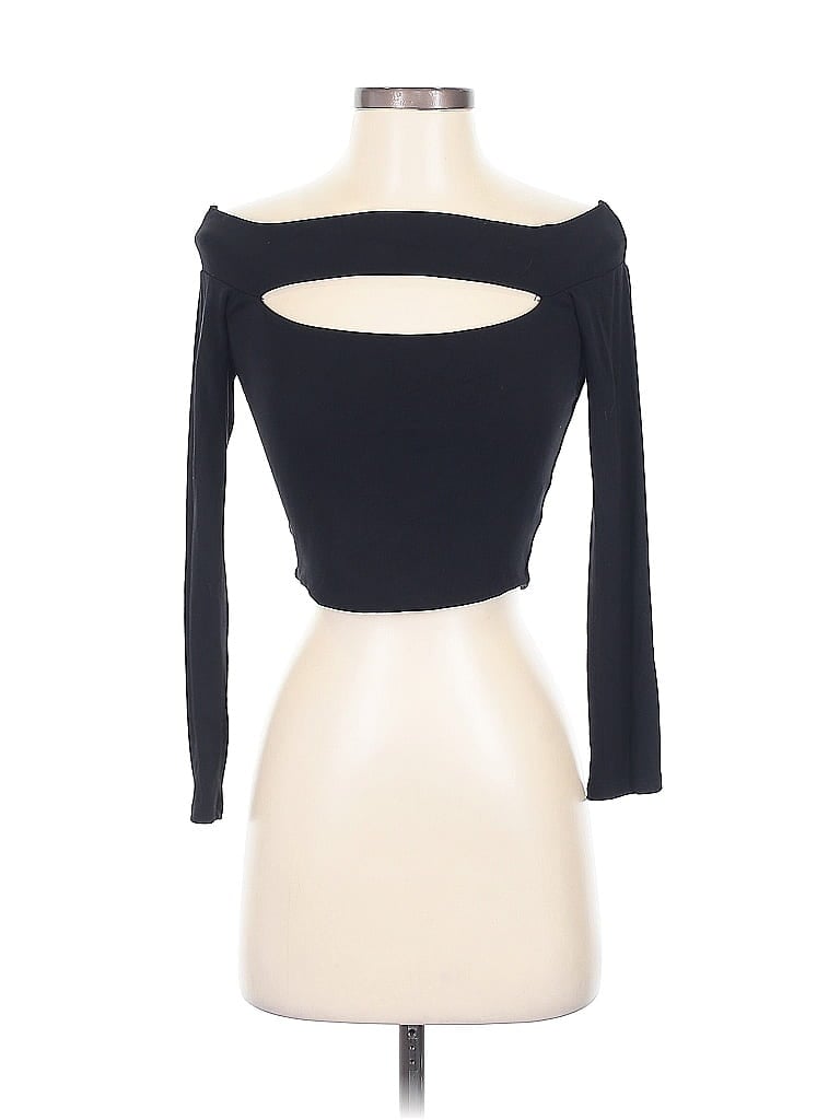 Click to view more detailed imagery on our partner's website Pre-owned Fore Long Sleeve Top Black Strapless Neckline Tops