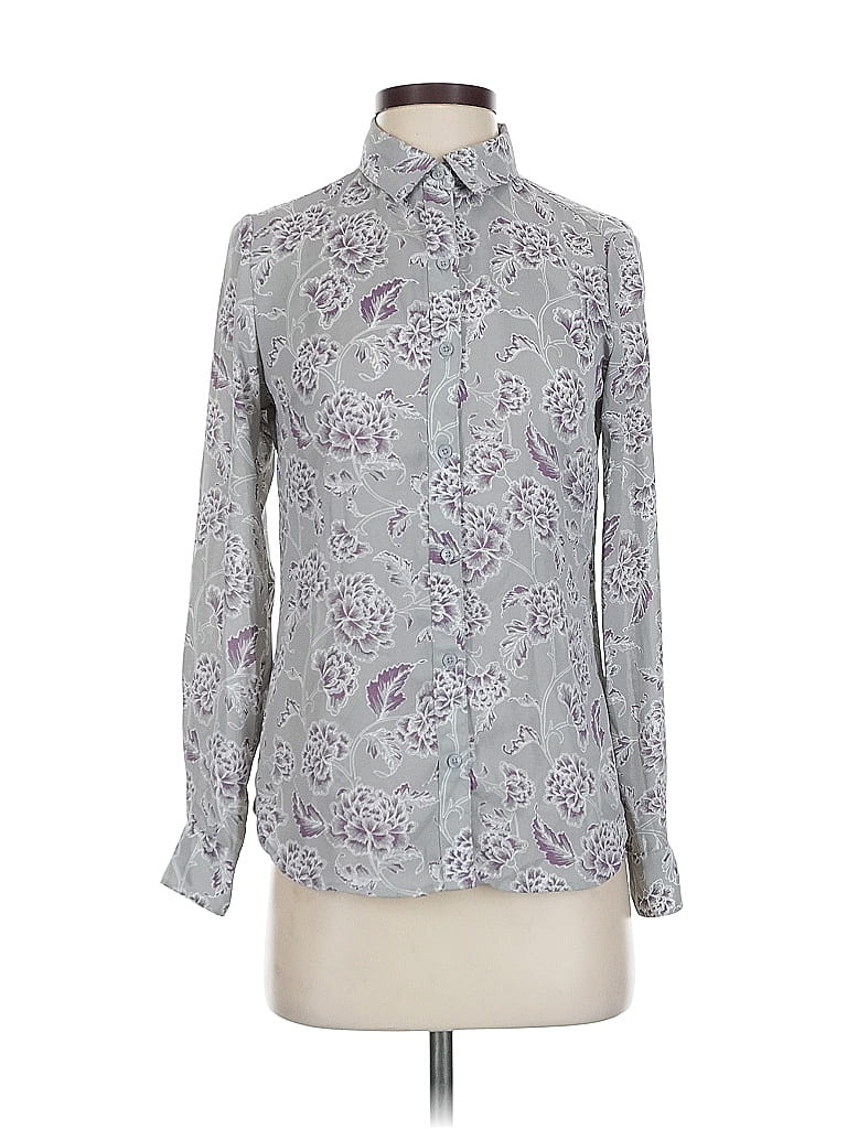 Pre-owned Banana Republic Factory Store Long Sleeve Blouse In Gray