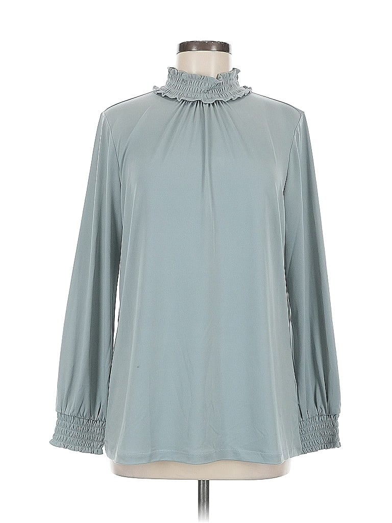 Pre-owned Susan Graver Long Sleeve Blouse In Gray