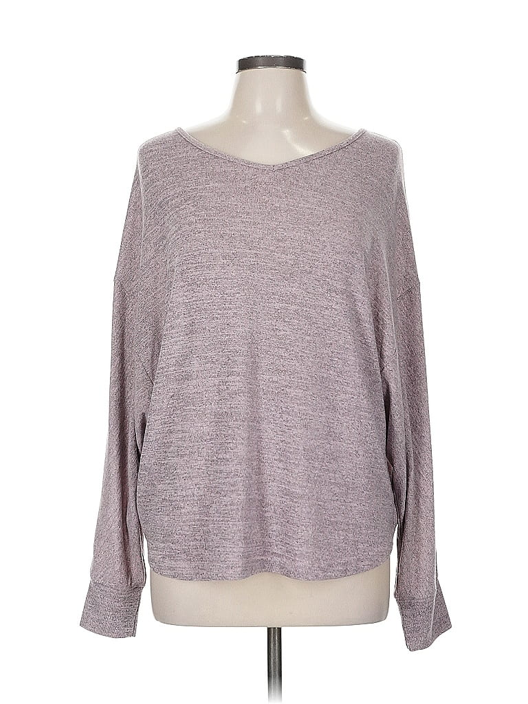 Pre-owned Shein Long Sleeve Top Gray Boatneck Tops