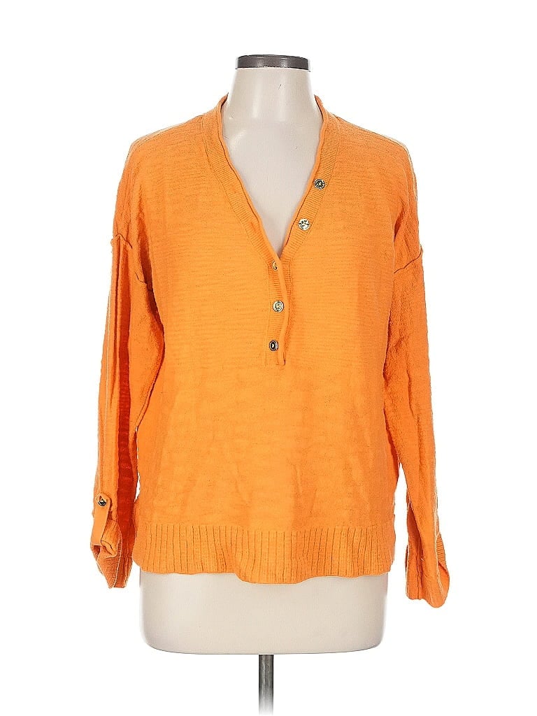 Pre-owned Ann Taylor Loft Long Sleeve Blouse In Orange