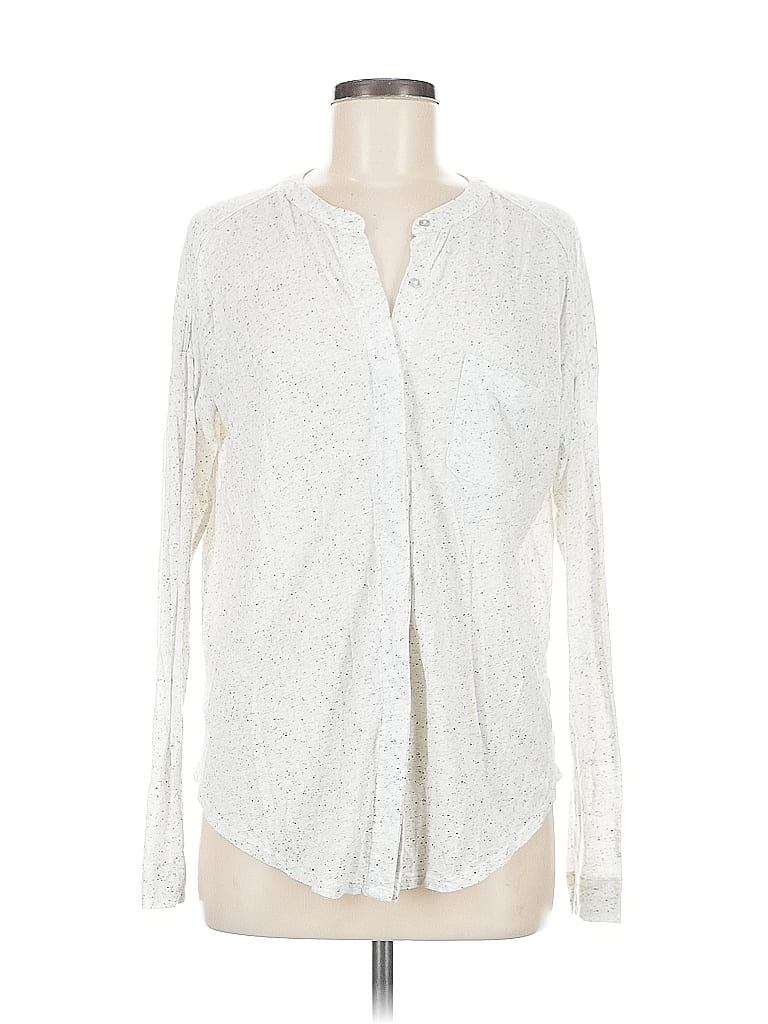 Pre-owned Ann Taylor Loft Long Sleeve Blouse In White