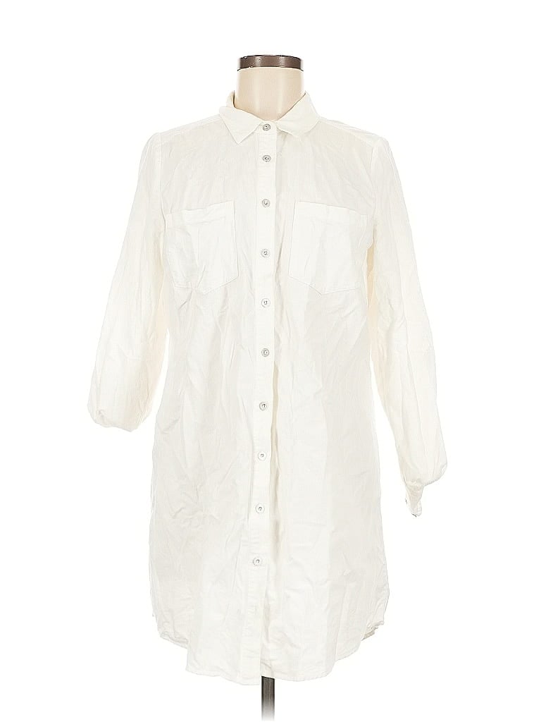 Pre-owned G.h. Bass & Co. 3/4 Sleeve Button Down Shirt In White