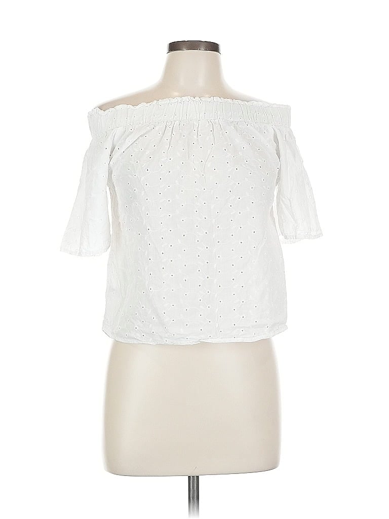 Pre-owned Active Usa Short Sleeve Blouse In White