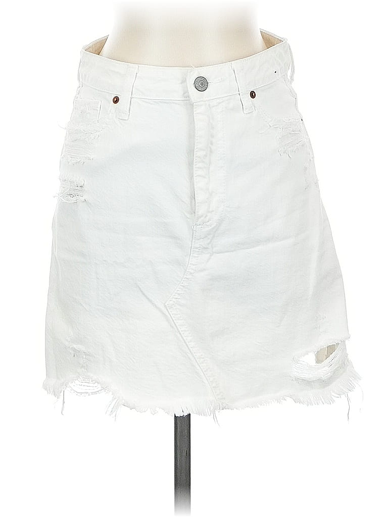 Pre-owned Abercrombie & Fitch Denim Skirt In White