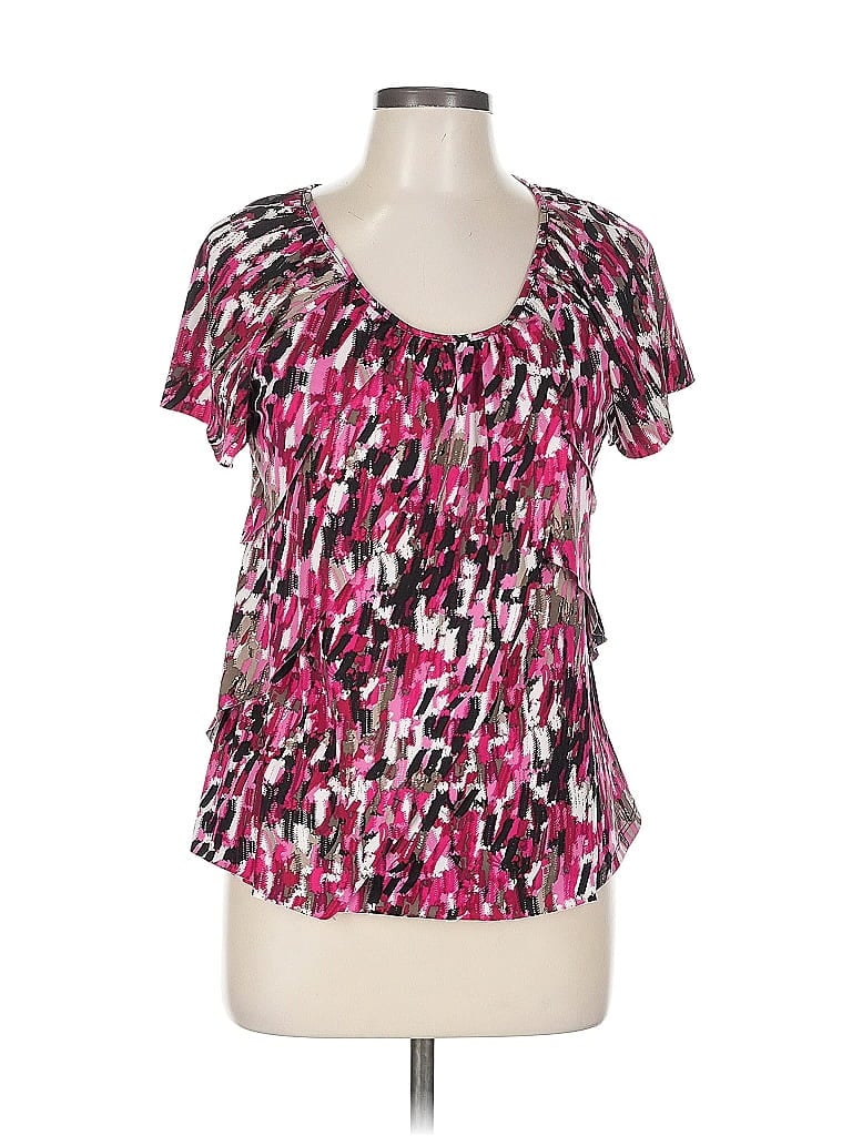 Pre-owned Kim Rogers Short Sleeve Blouse In Pink