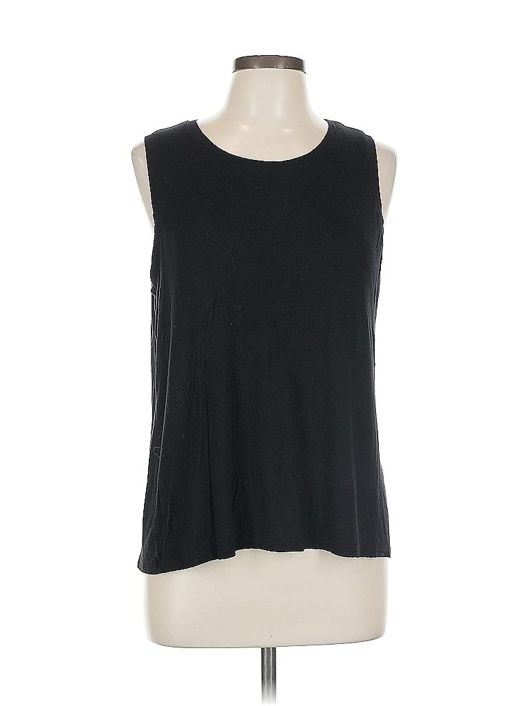 Pre-owned Halogen Sleeveless Top Black Scoop Neck Tops