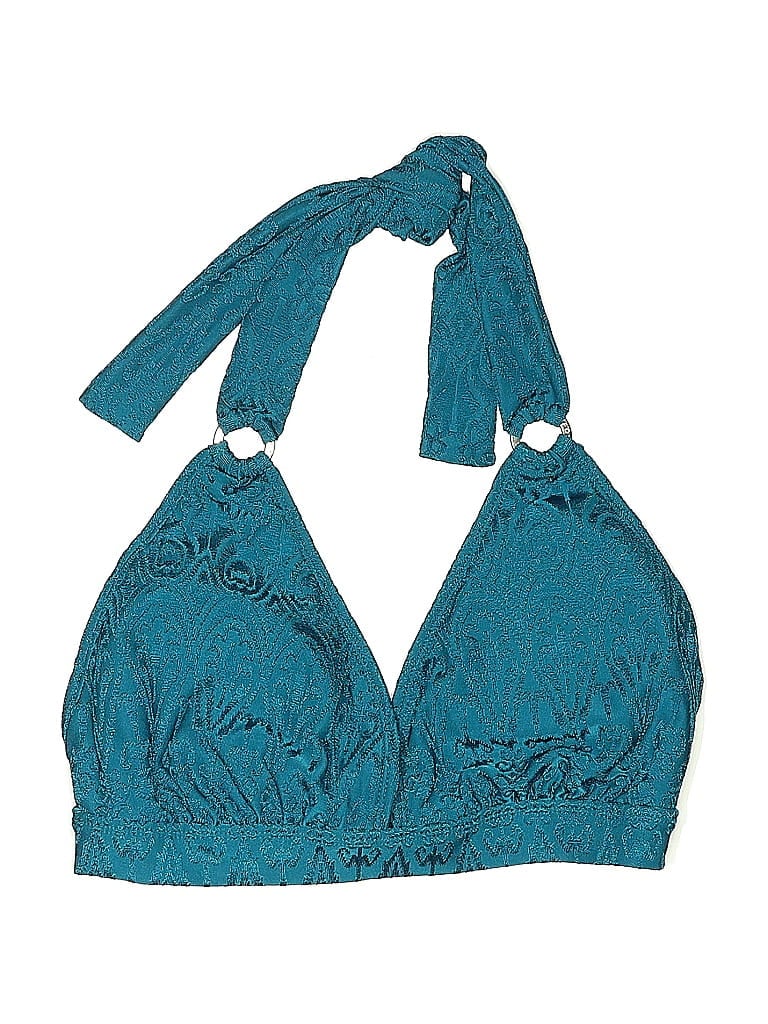 Pre-owned Cole Of California Swimsuit Top Teal Paisley Pattern Swimwear In Blue