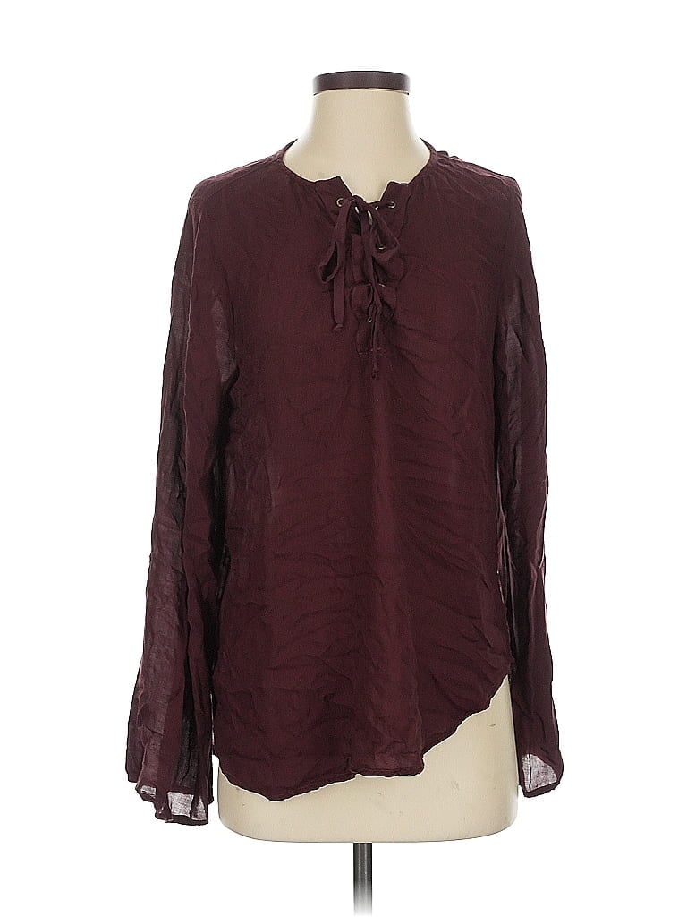 Pre-owned Bella Dahl Long Sleeve Blouse In Burgundy