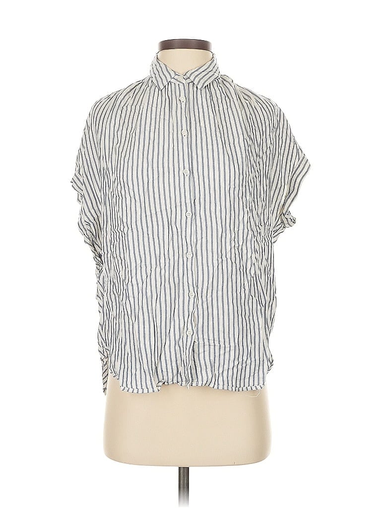 Pre-owned Madewell Short Sleeve Blouse In Silver