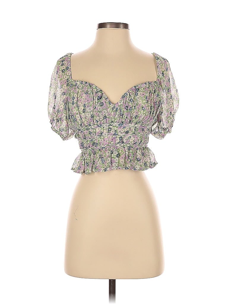 Pre-owned Astr Short Sleeve Blouse In Purple