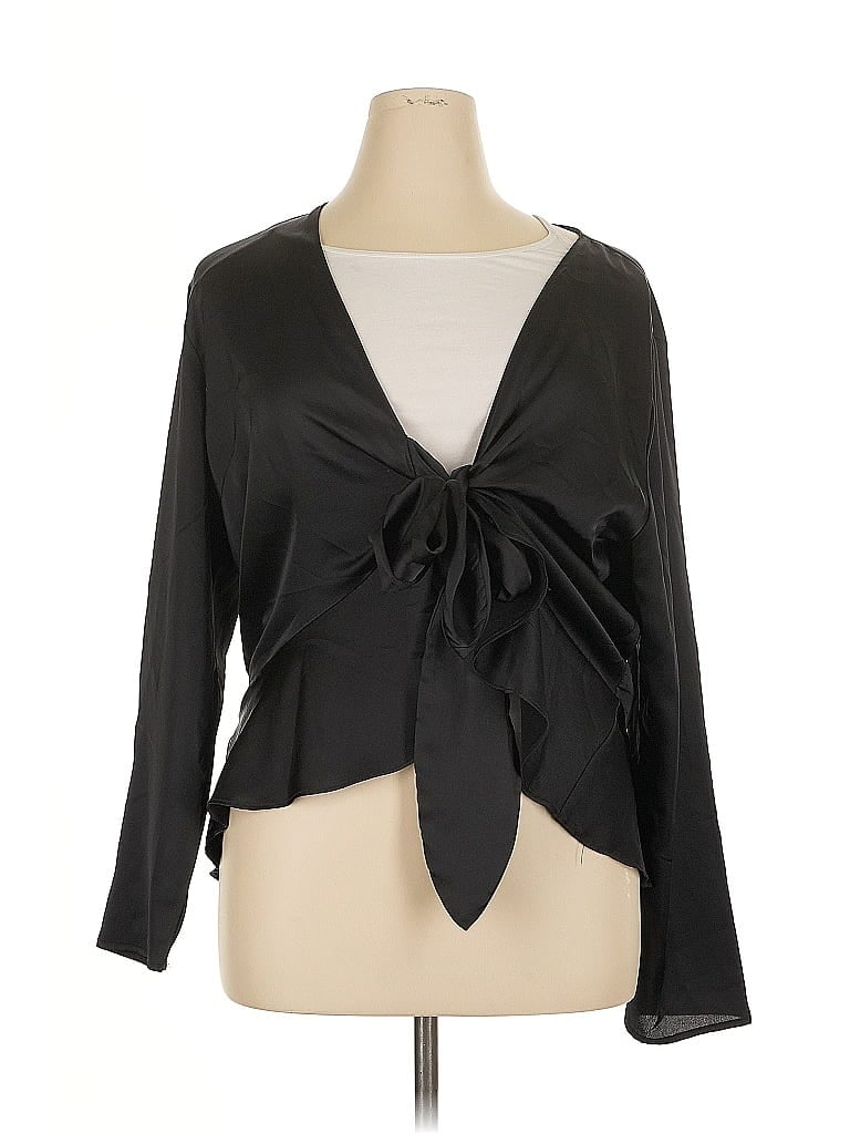 Pre-owned Nasty Gal Inc. 3/4 Sleeve Blouse In Black