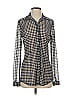 CAbi Houndstooth Silver Blue Long Sleeve Blouse Size S - photo 1
