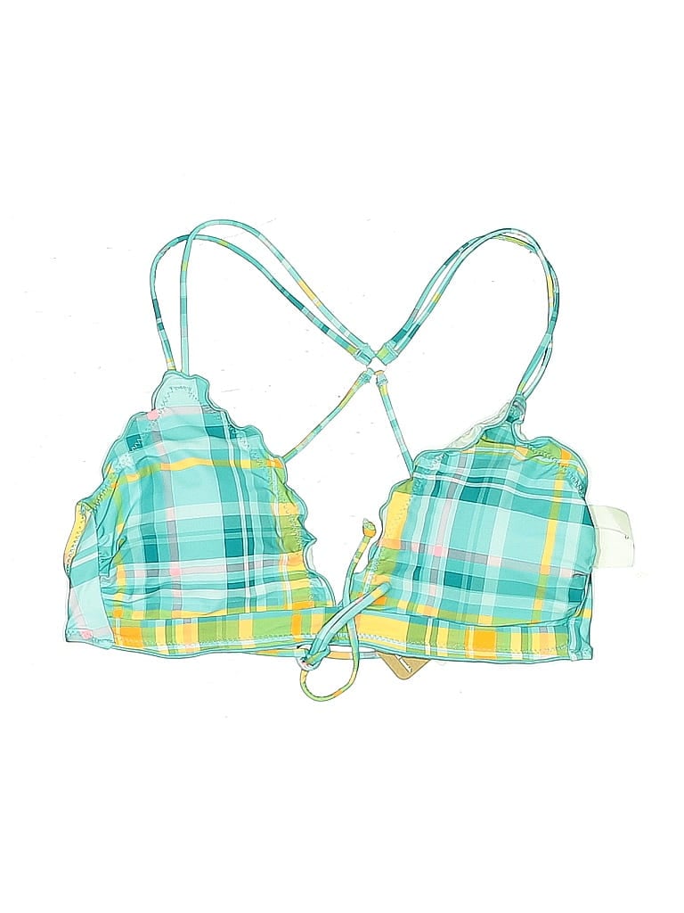 Hobie Swimsuit Top Blue Plaid Pattern Swimwear