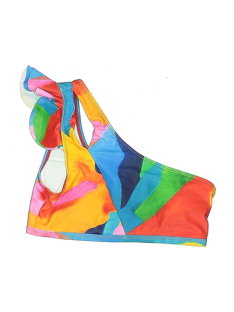 Click to view more detailed imagery on our partner's website Pre-owned Unbranded Swimsuit Top Blue Graphic Pattern Swimwear