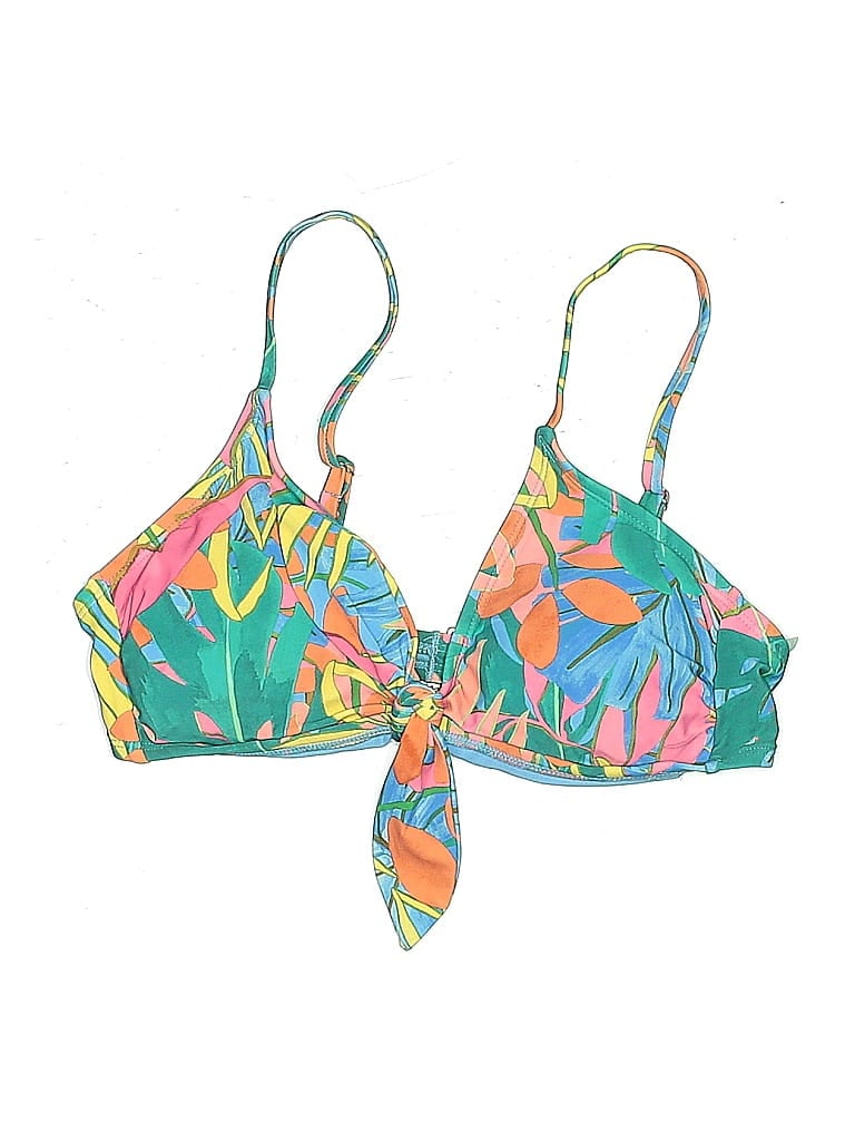 Kona Sol Swimsuit Top Green Tropical Pattern Swimwear In Green
