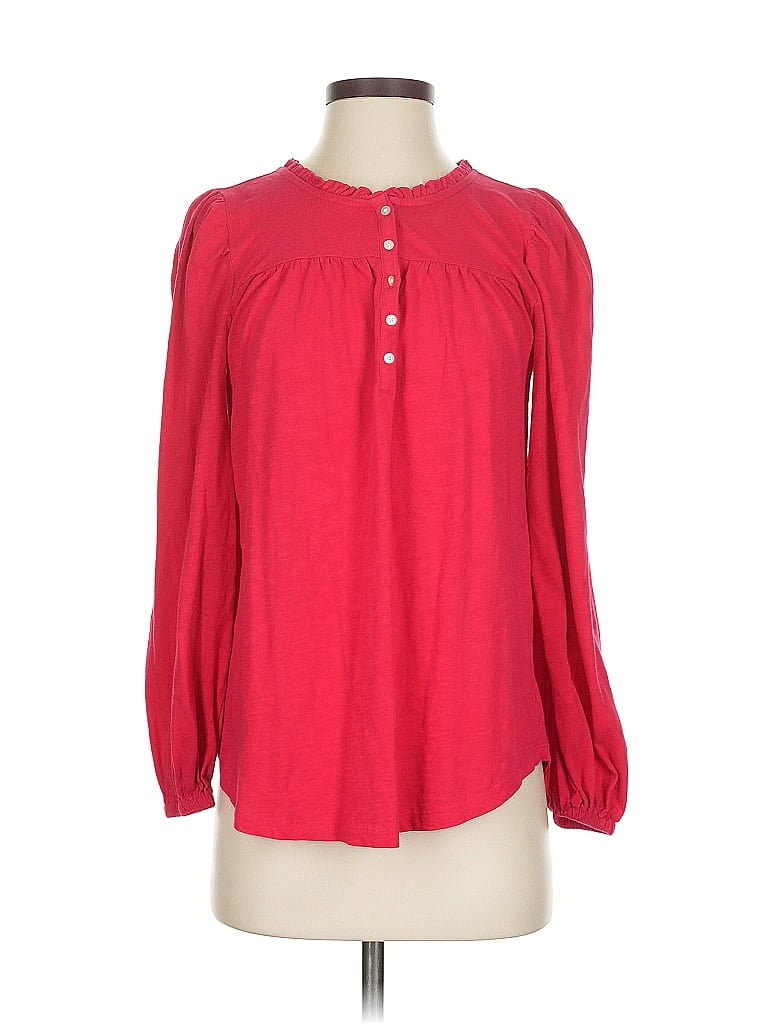 Pre-owned Ann Taylor Loft Long Sleeve Blouse In Red