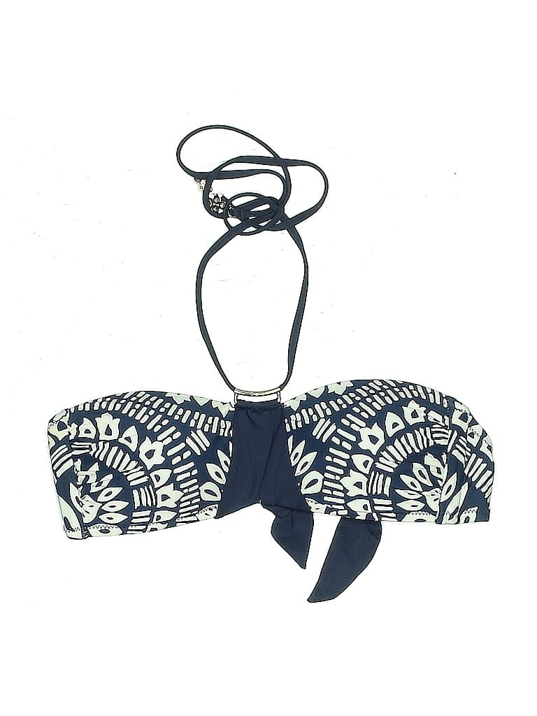 Click to view more detailed imagery on our partner's website Pre-owned Trina Turk Swimsuit Top Blue Print Pattern Swimwear