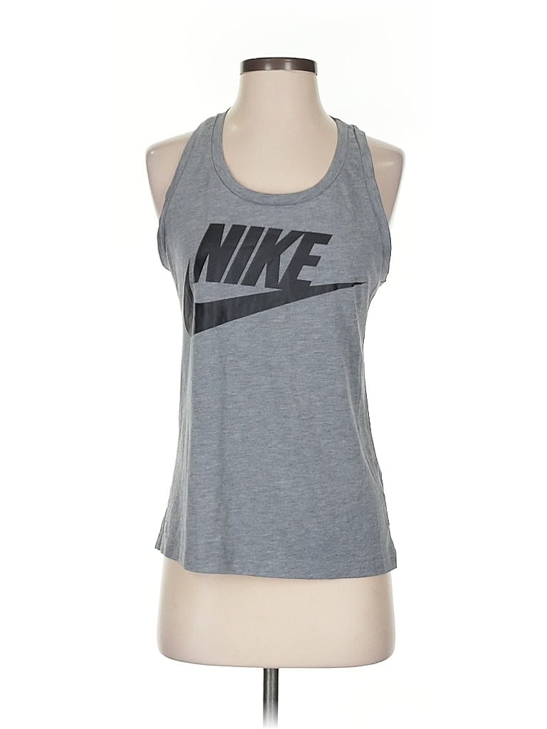 Pre-owned Nike Tank Top Gray Halter Neckline Tops