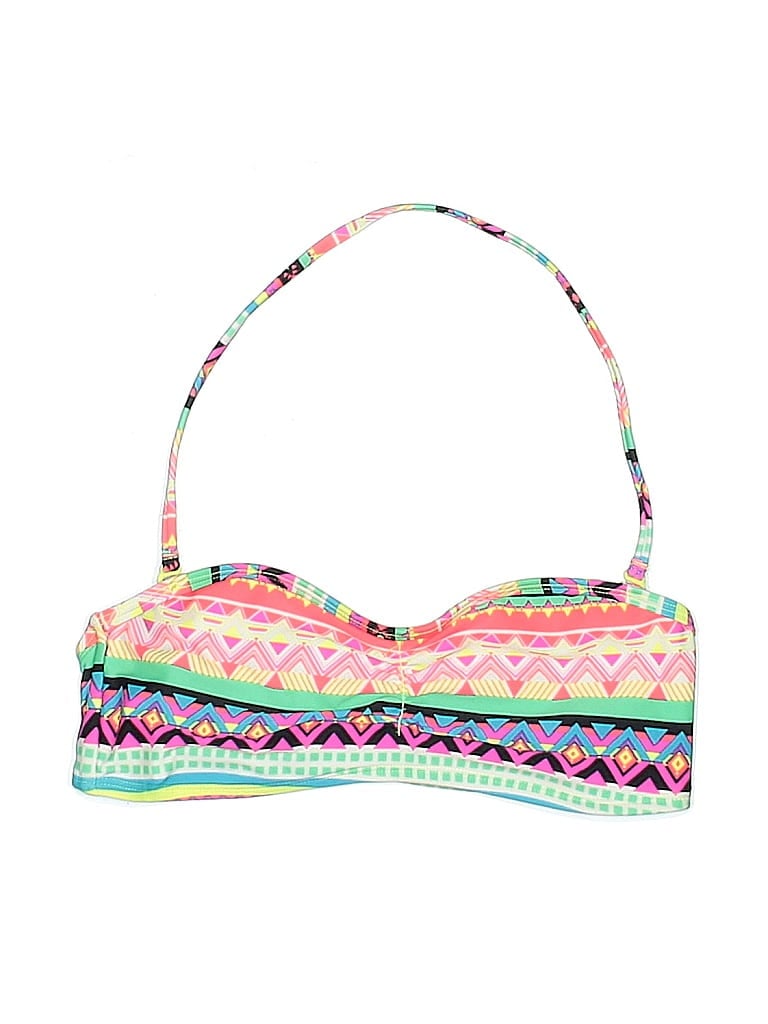 Pre-owned Unbranded Swimsuit Top Green Print Pattern Swimwear