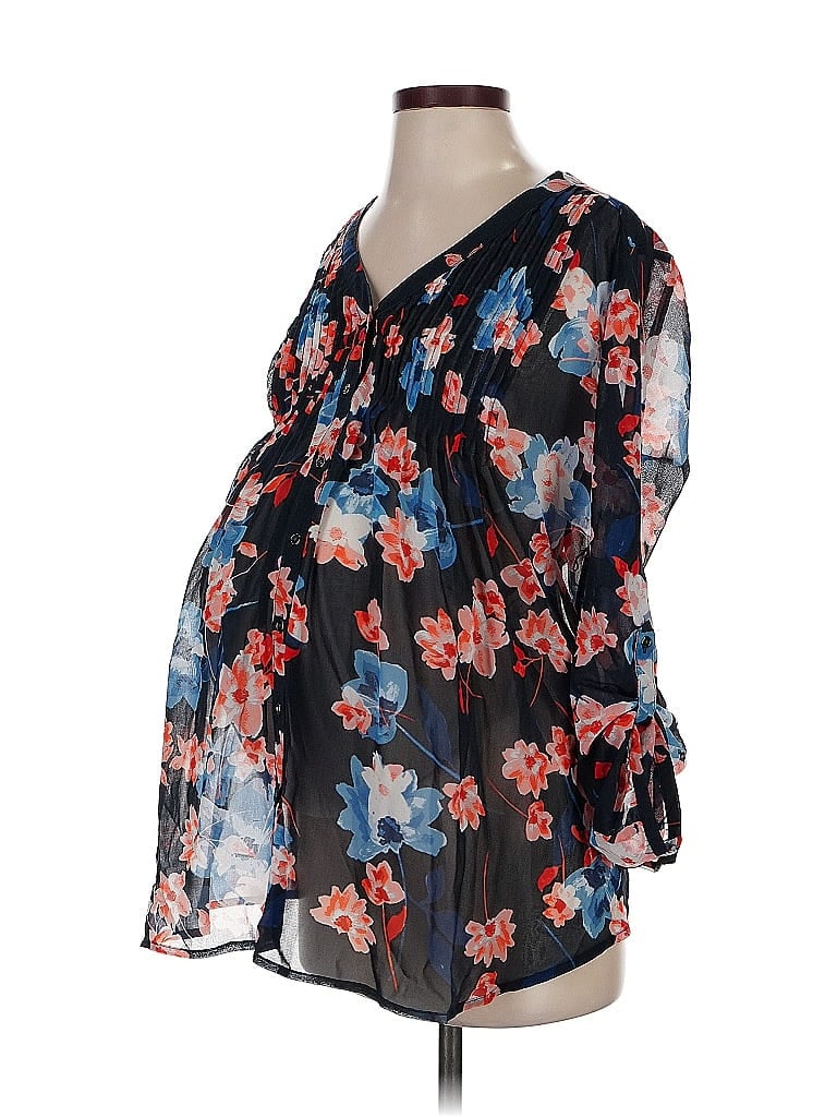 Pre-owned A Pea In The Pod 3/4 Sleeve Blouse In Black