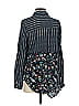 Tolani Floral Stripes Black Blue Long Sleeve Blouse Size S - photo 2