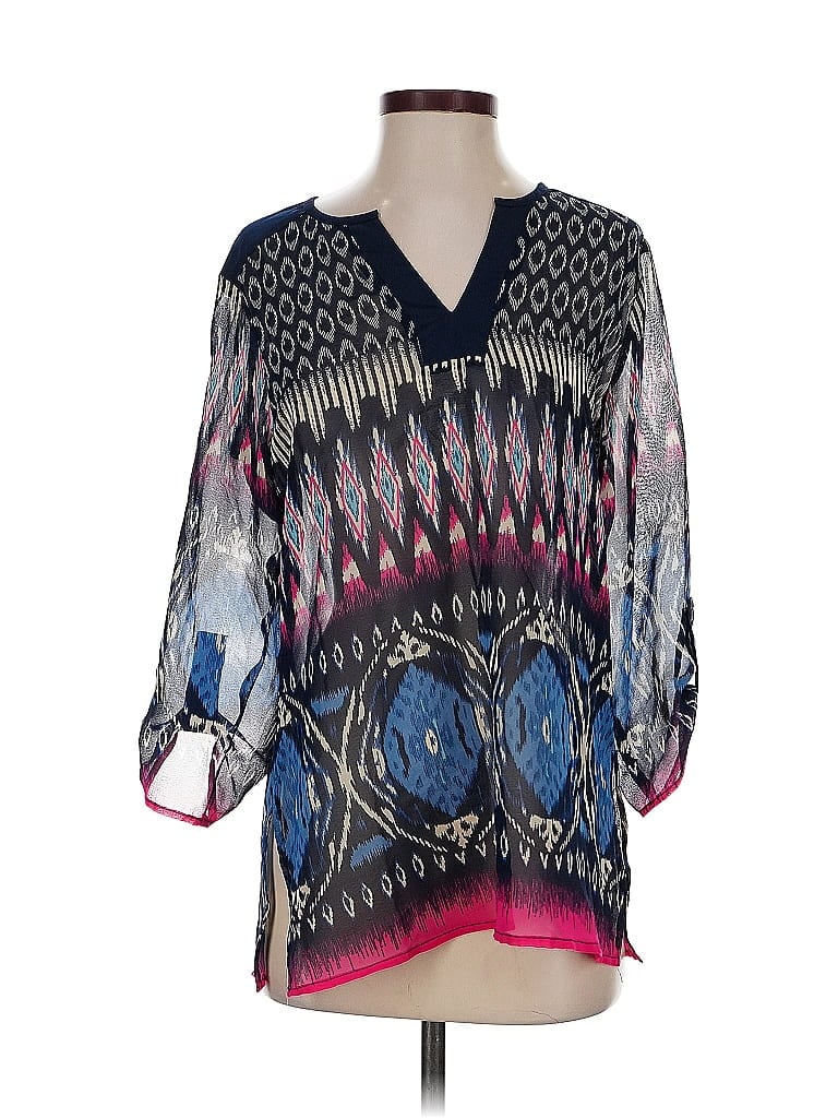 Pre-owned Antilia Femme 3/4 Sleeve Blouse In Blue