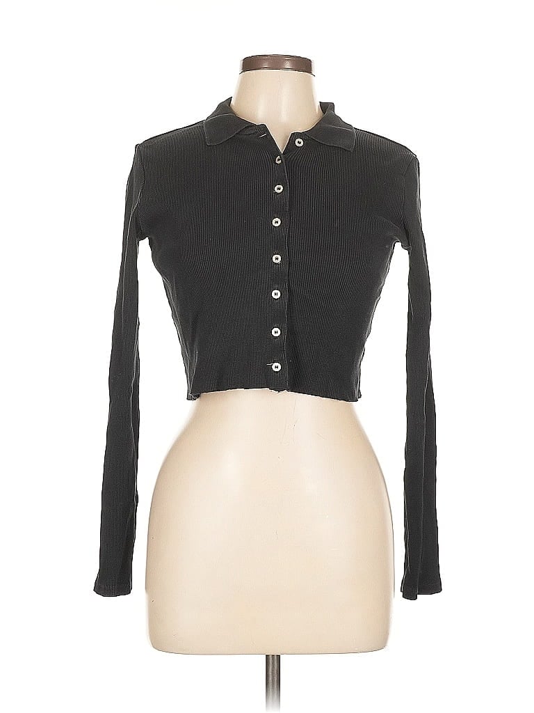 Pre-owned John Galt Long Sleeve Blouse In Black