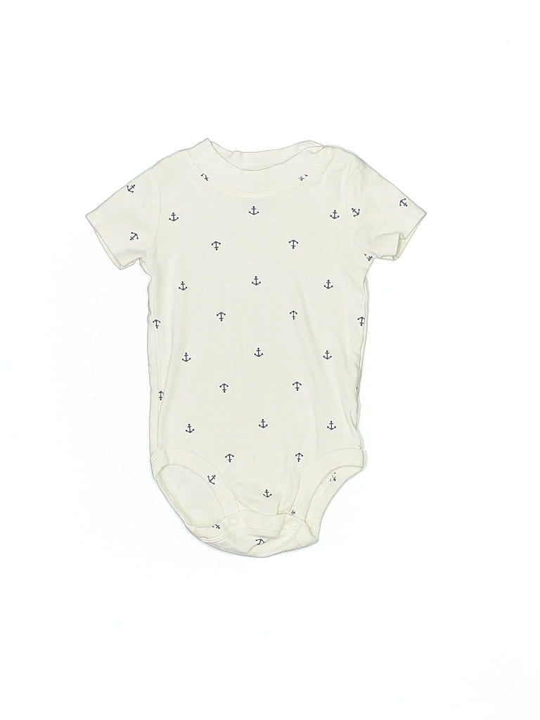 Pre-owned Carter's Kids' Short Sleeve Onesie In White