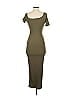 Win Win Solid Tan Casual Dress Size S - photo 2