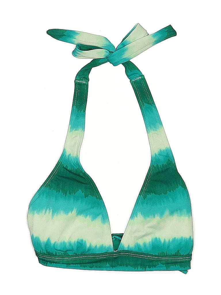 Click to view more detailed imagery on our partner's website Pre-owned Unbranded Swimsuit Top Teal Tie-dye Pattern Swimwear In Blue