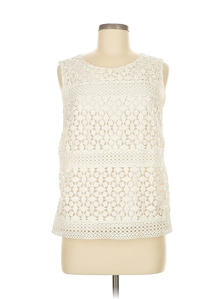 Pre-owned Ann Taylor Sleeveless Blouse In White