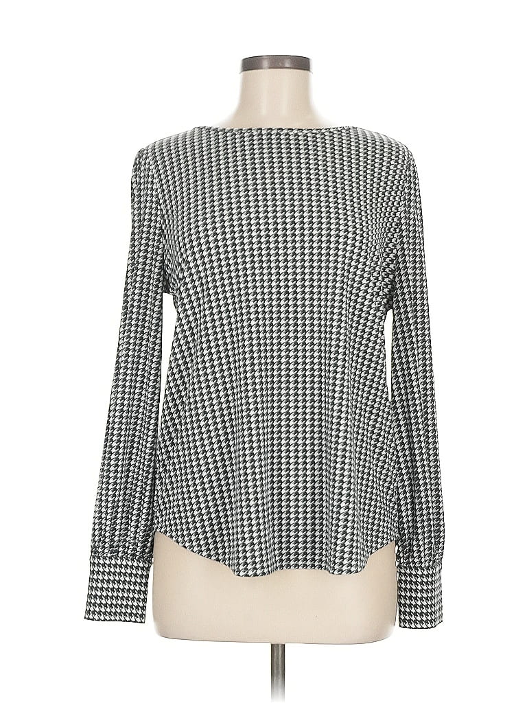 Pre-owned Ann Taylor Long Sleeve Blouse In Gray
