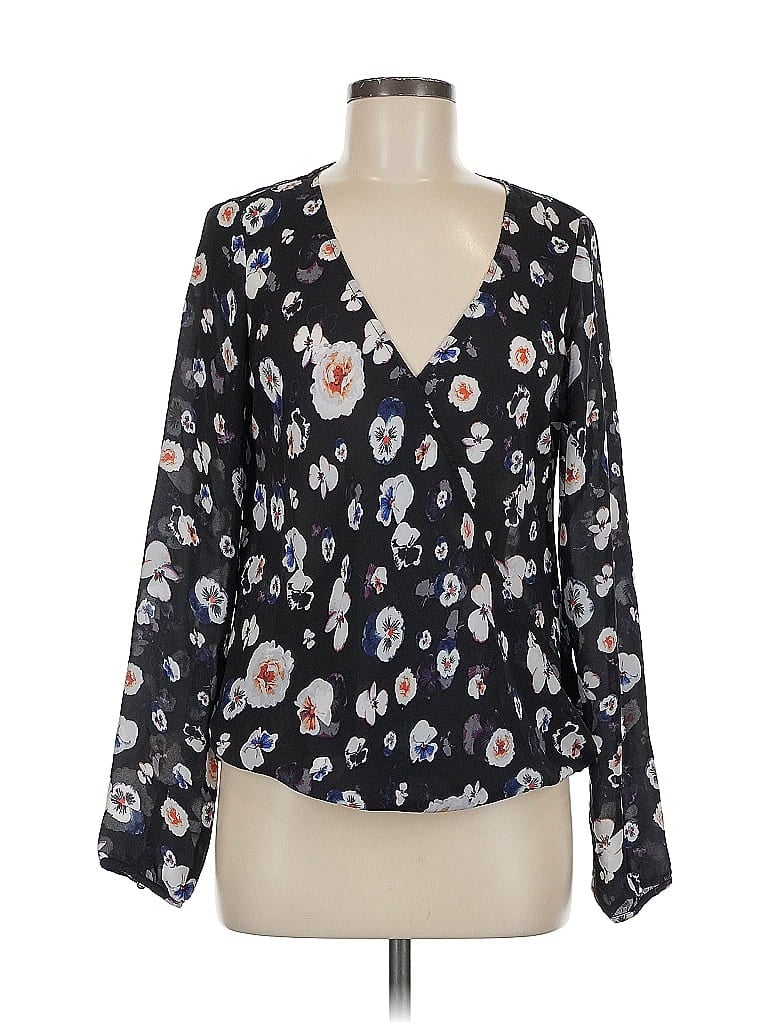 Pre-owned Guess Long Sleeve Blouse In Black