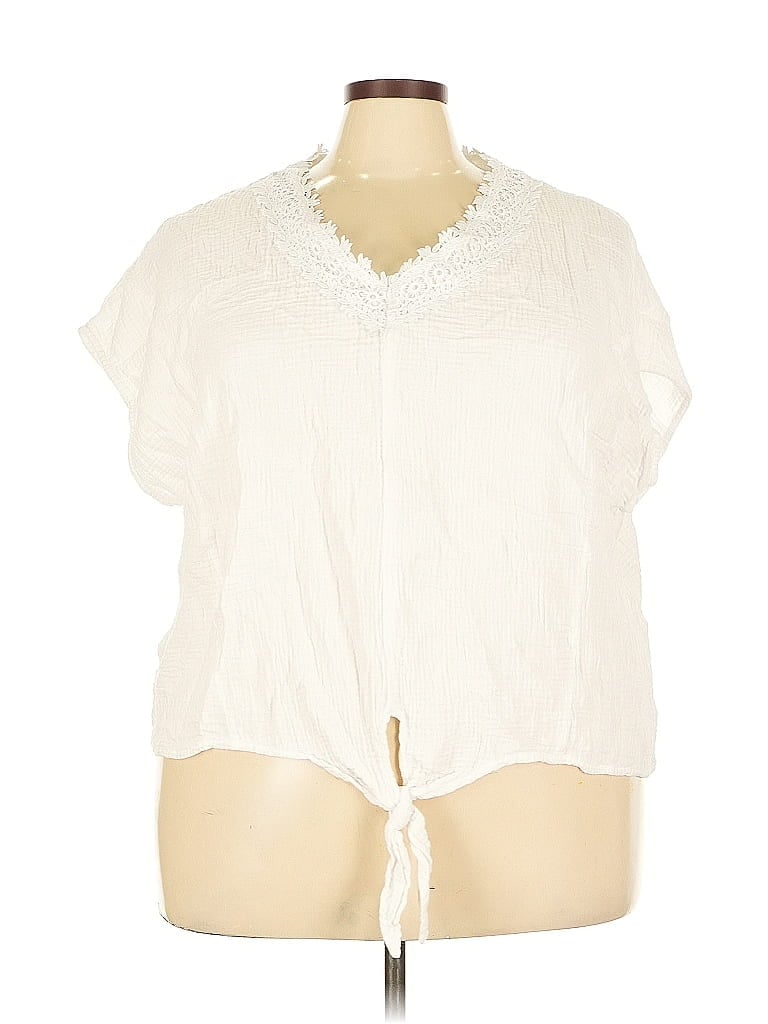 Pre-owned Cynthia Rowley Tjx Short Sleeve Blouse In White
