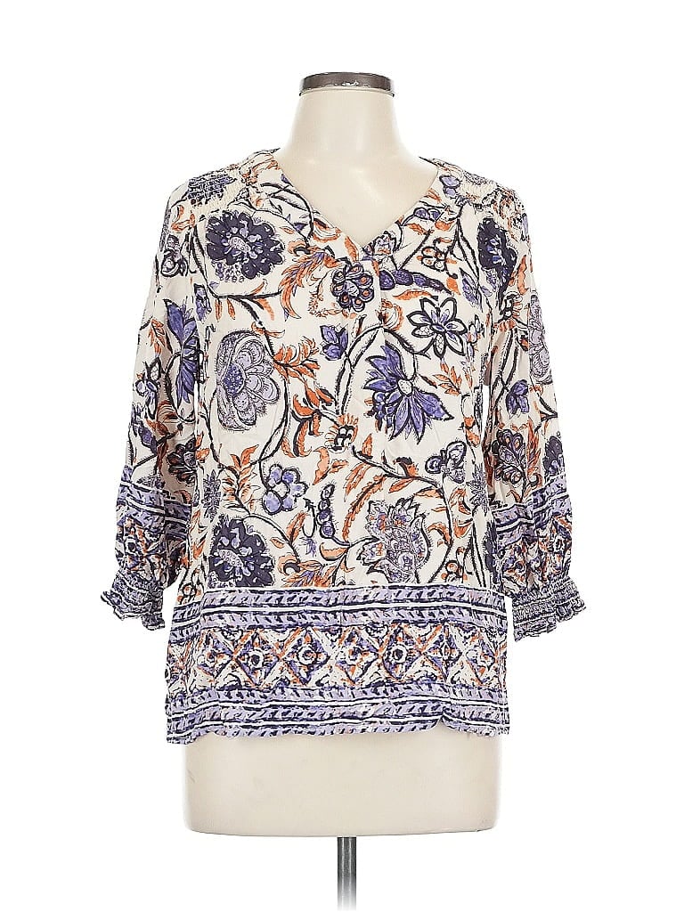 Pre-owned Rose & Thyme 3/4 Sleeve Blouse In Blue