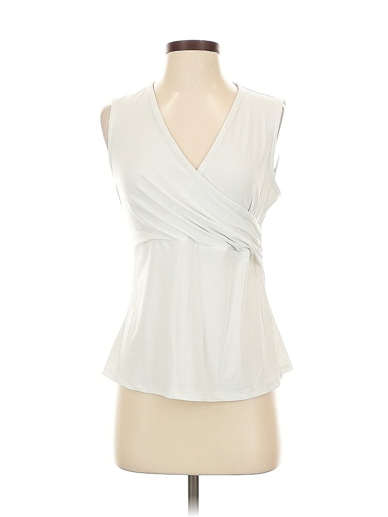 Pre-owned Kasper Sleeveless Blouse In White