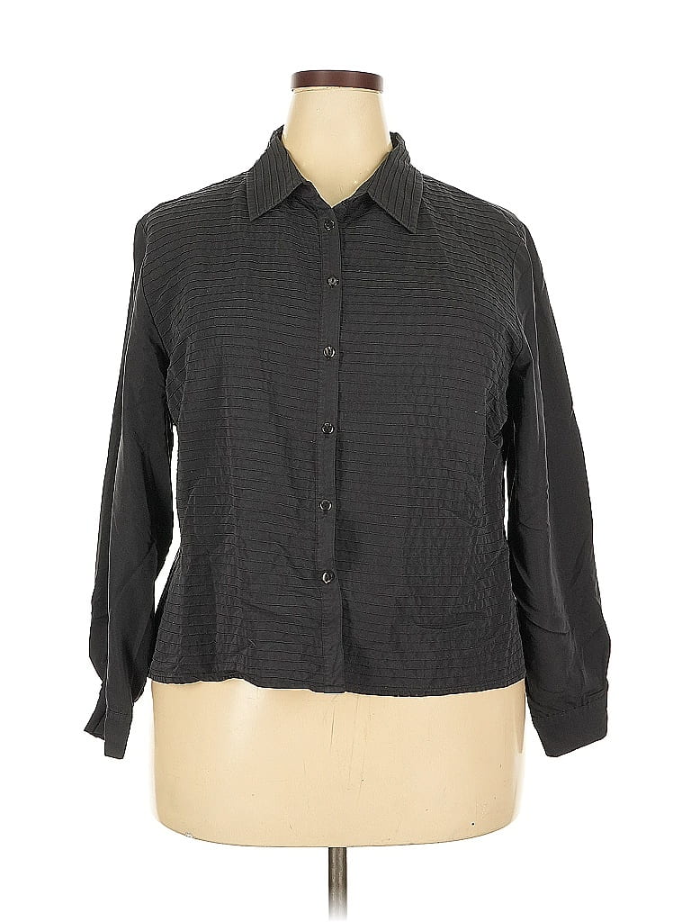 Pre-owned Jordan 3/4 Sleeve Button Down Shirt In Black