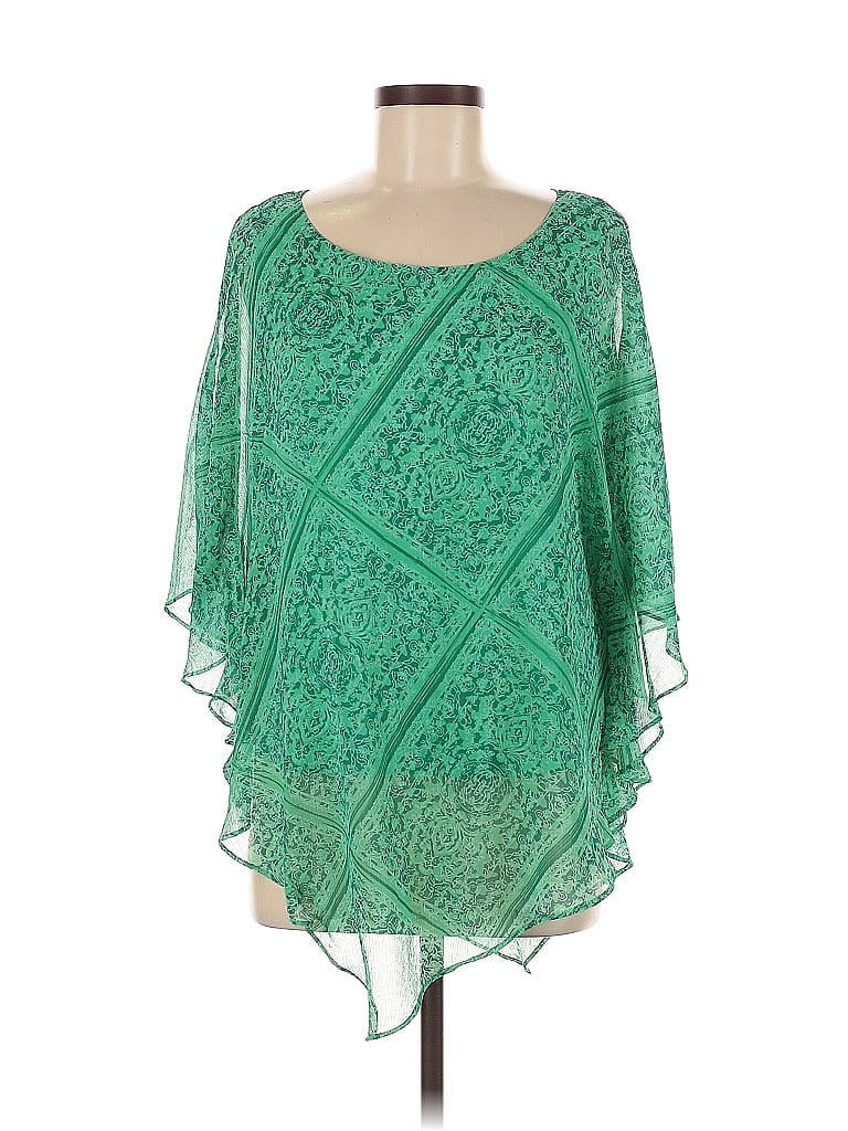 Pre-owned Dana Buchman 3/4 Sleeve Blouse In Green