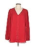 Maurices 100% Polyester Red Long Sleeve Blouse Size L - photo 1