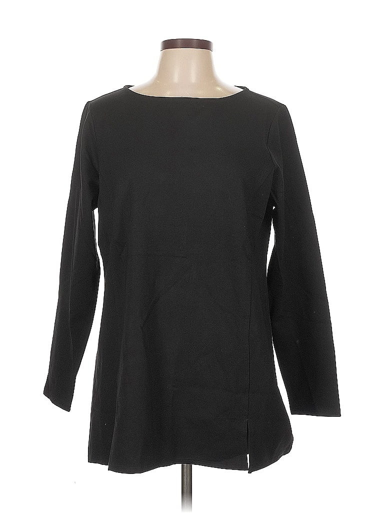 Pre-owned Christopher & Banks Long Sleeve Top Black Boatneck Tops