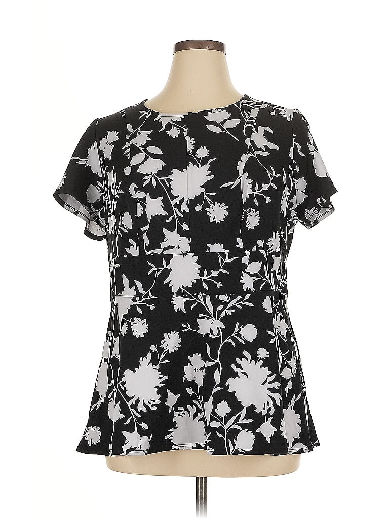 Pre-owned Lane Bryant Short Sleeve Blouse In Black