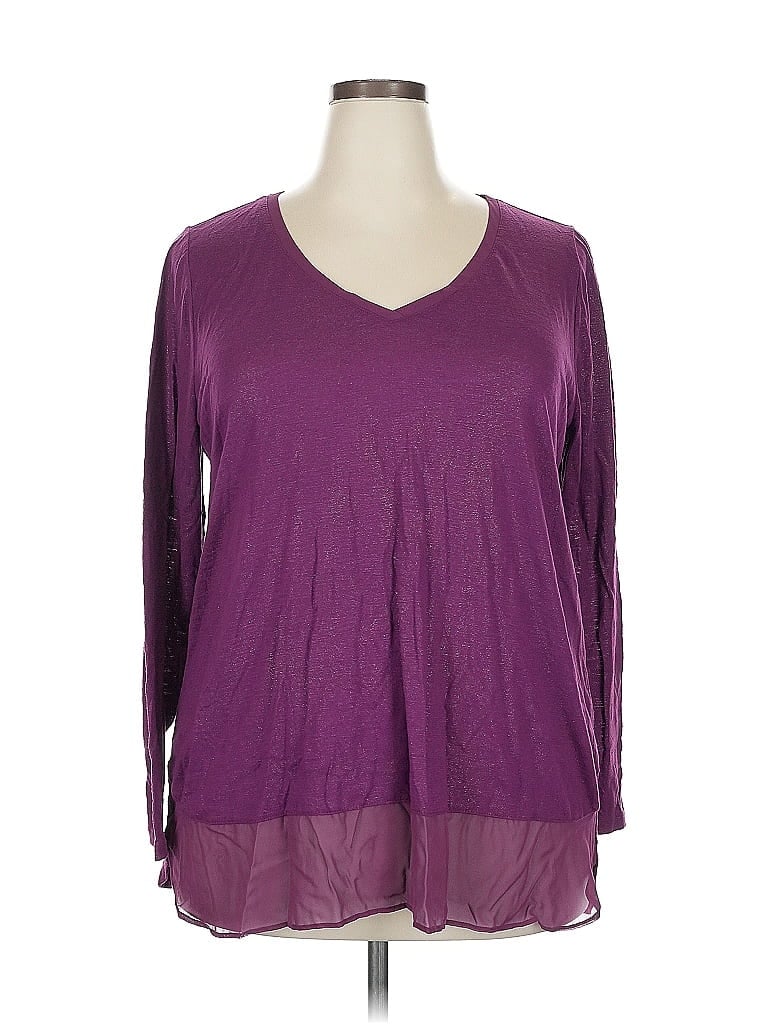 Pre-owned Lane Bryant Long Sleeve Top Purple V Neck Tops