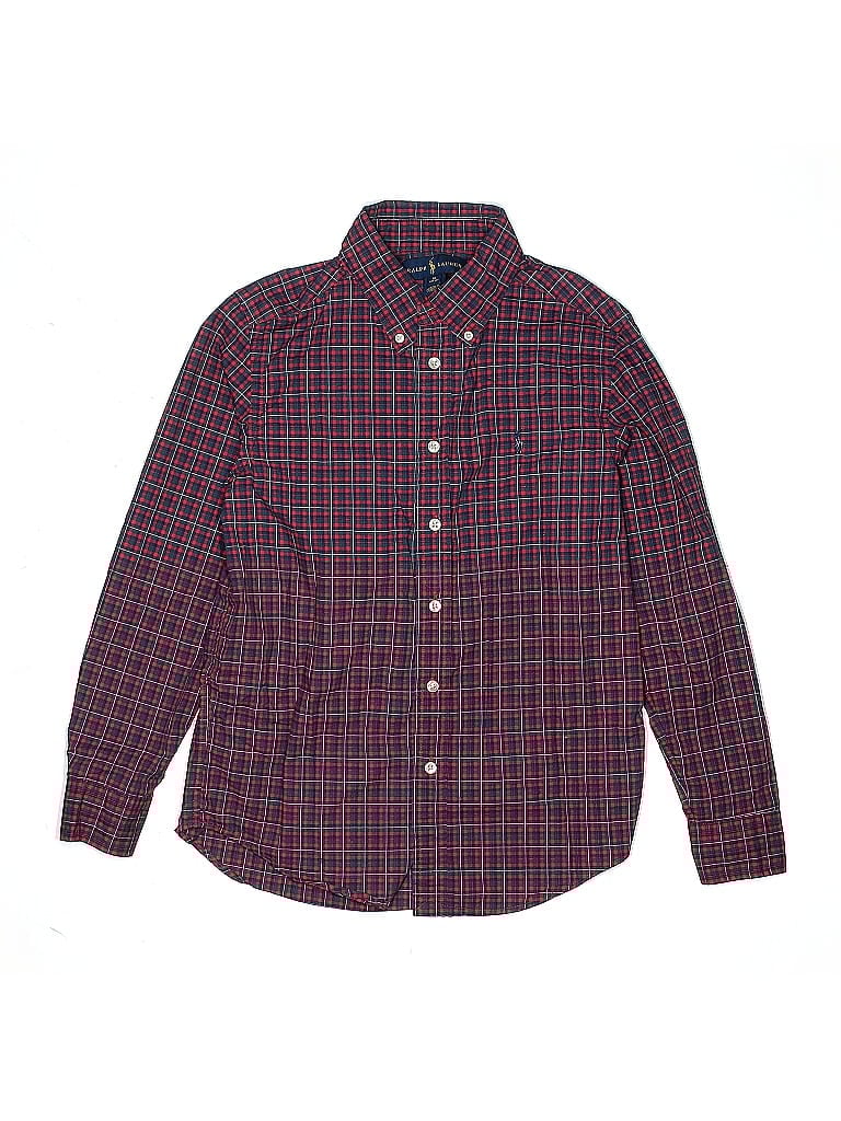 Pre-owned Ralph Lauren Kids' Long Sleeve Button Down Shirt In Burgundy