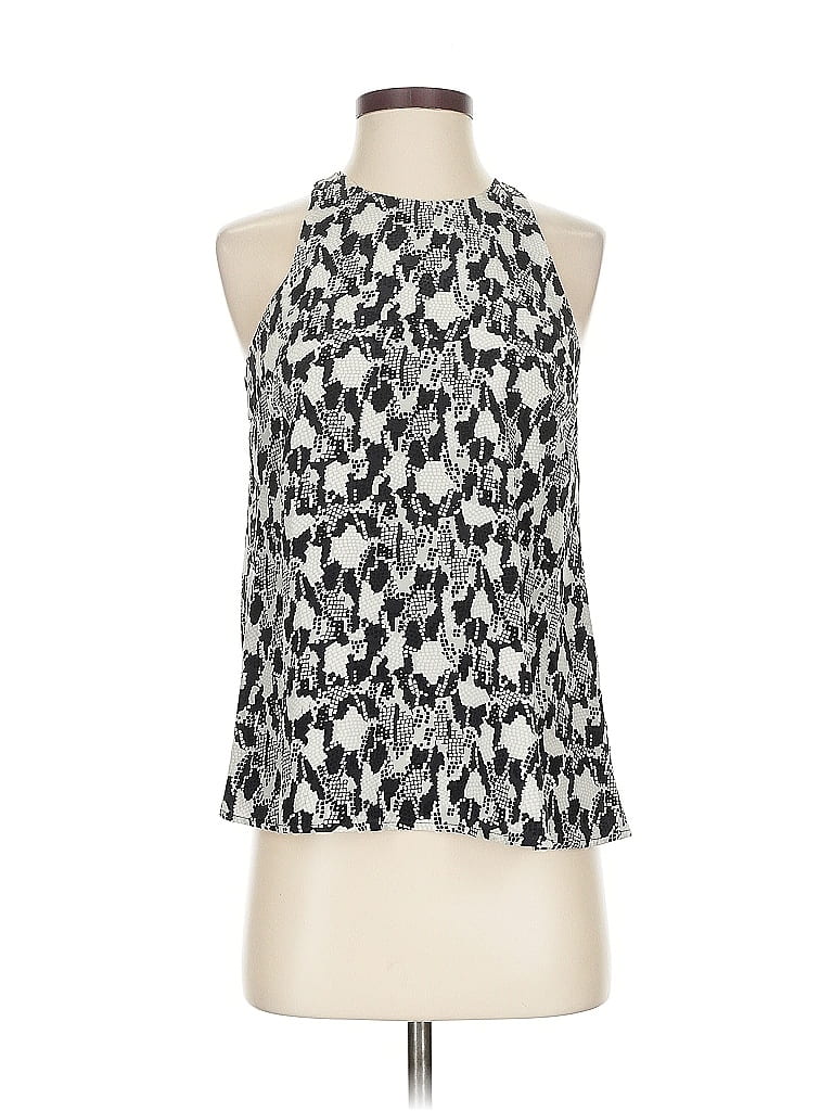 Pre-owned Joie Sleeveless Silk Top Black Animal Print Pattern Halter Neckline Tops