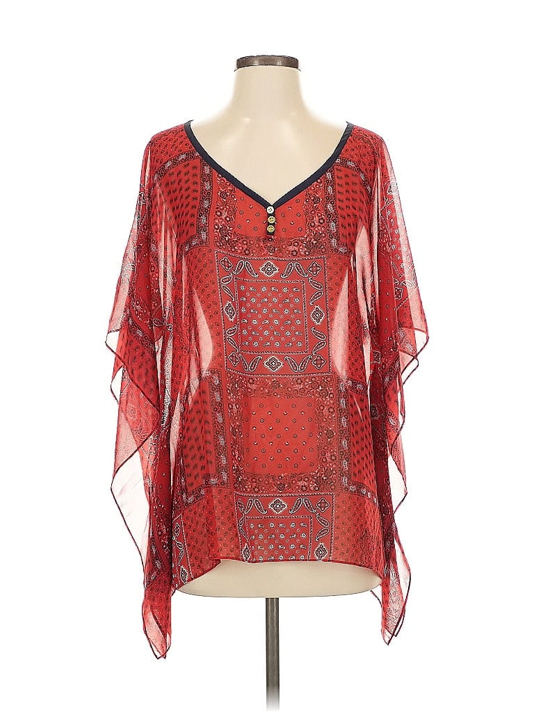 Pre-owned Talbots Outlet 3/4 Sleeve Blouse In Red