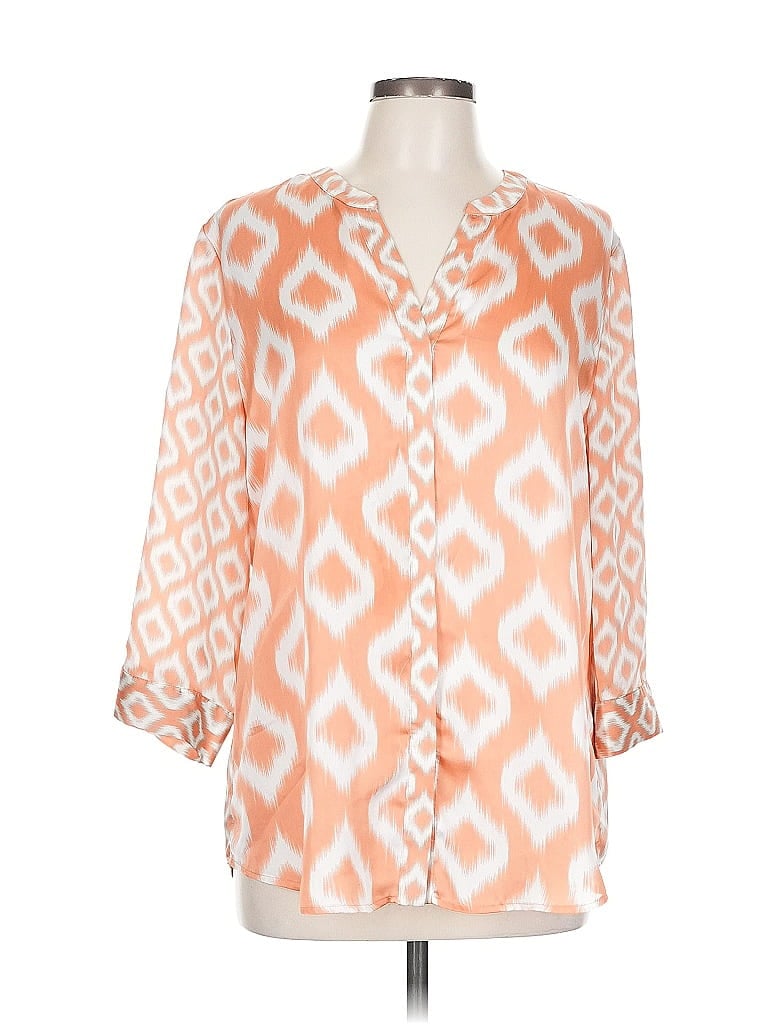 Pre-owned Chico's 3/4 Sleeve Blouse In Orange
