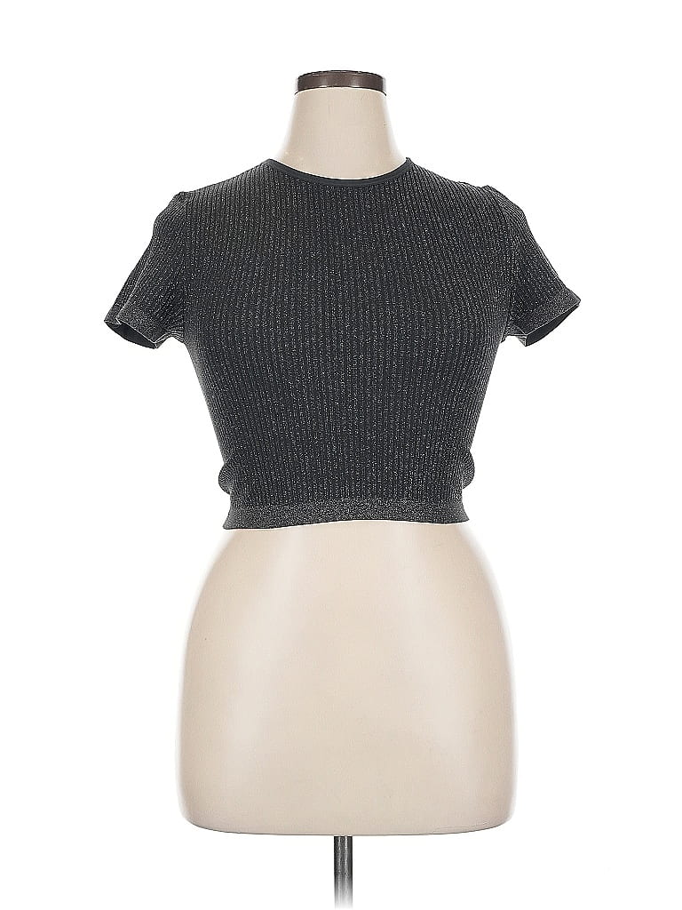 Pre-owned Wild Fable Short Sleeve Top Gray Mock Neckline Tops